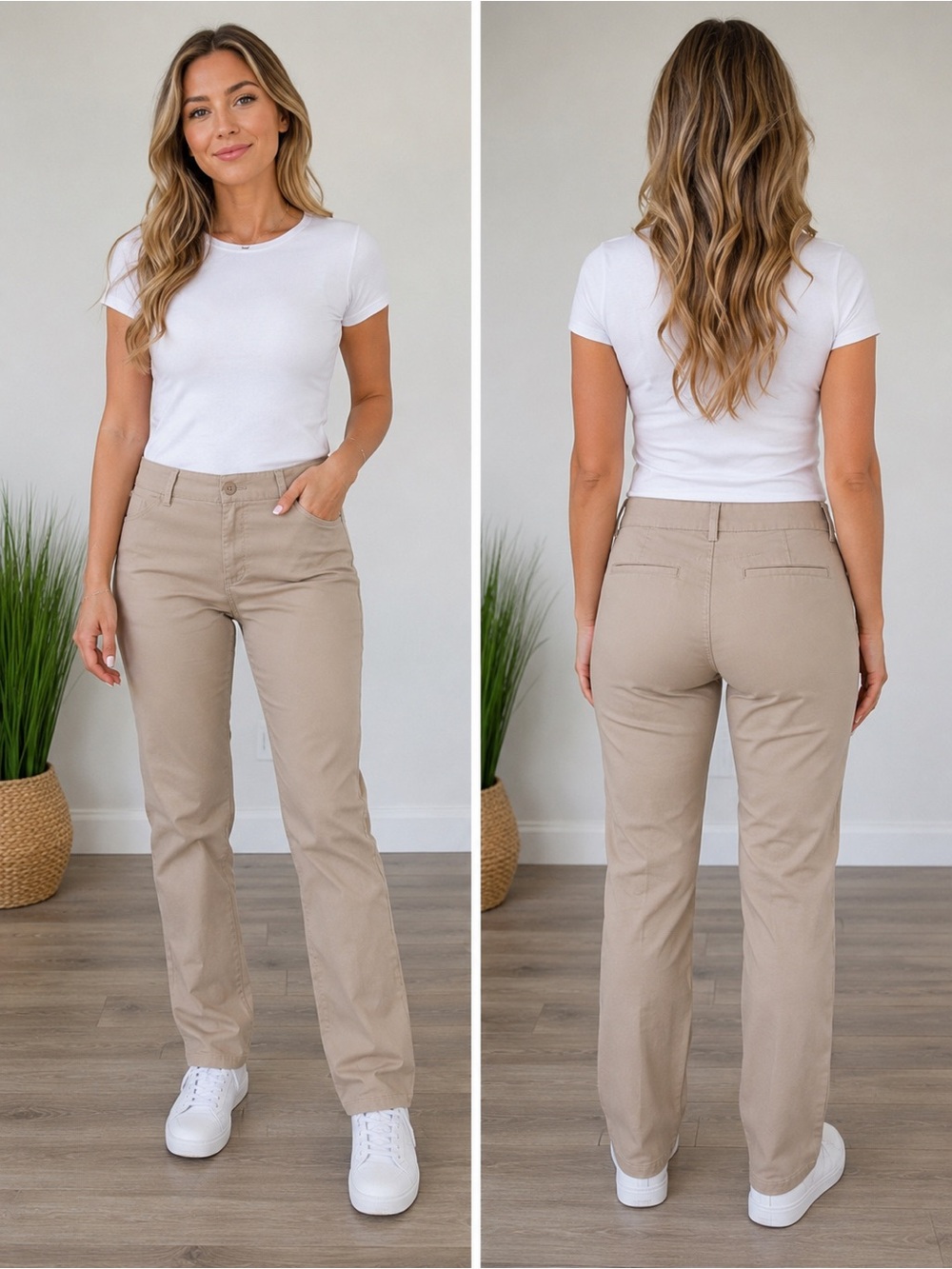 Classic Straight-Leg Khaki Pants
